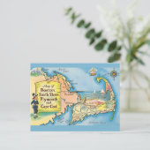 Cape Cod Vintag Map Postkarte (Stehend Vorderseite)