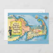 Cape Cod Vintag Map Postkarte (Vorne/Hinten)