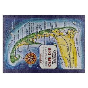 Cape Cod Vintage 11x14 Karte Schneidebrett