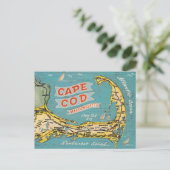 Cape Cod Vintage Map Postcard Postkarte (Stehend Vorderseite)