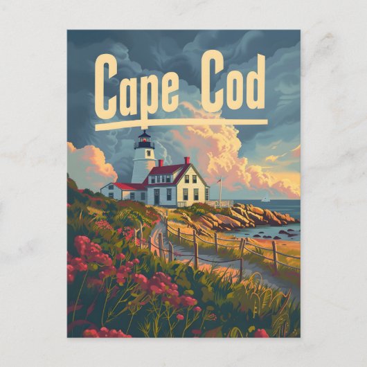 Cape Cod Vintage Postkarte (Vorderseite)