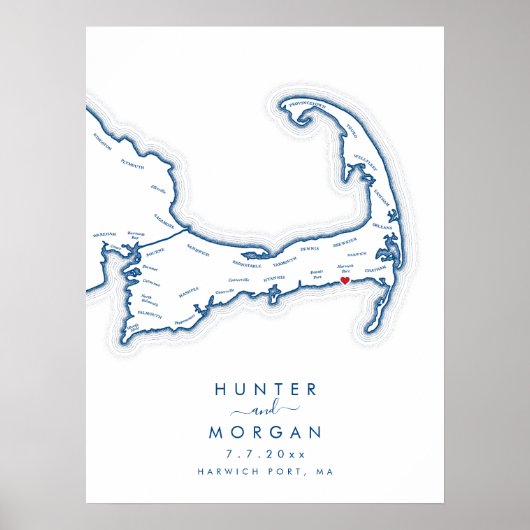 Cape Cod Wedding Modern Guest Book Poster (Vorne)