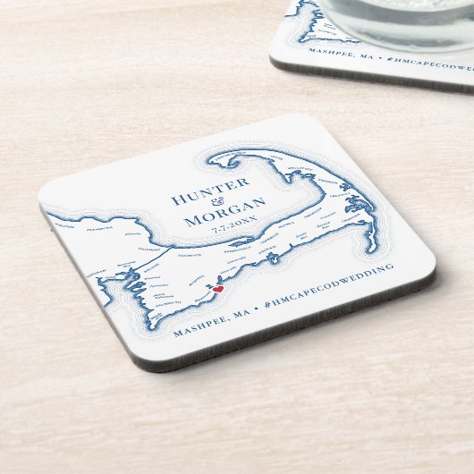 Cape Cod Wedding Welcome Party Cocktail Stunde Getränkeuntersetzer (Linke Seite)