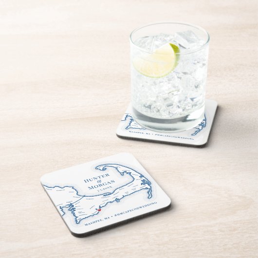 Cape Cod Wedding Welcome Party Cocktail Stunde Getränkeuntersetzer (Rechte Seite)