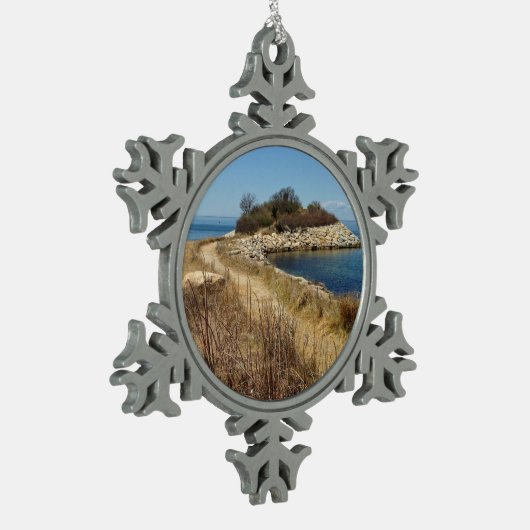 Cape Cod-Weihnachtsverzierung -- Der Griff Schneeflocken Zinn-Ornament (Links)