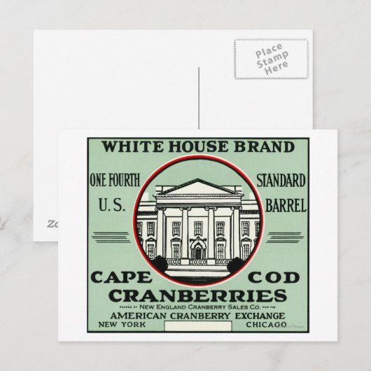Cape Cod White House Marke Cranberry Label Postkarte (Vorne/Hinten)