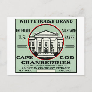 Cape Cod White House Marke Cranberry Label Postkarte