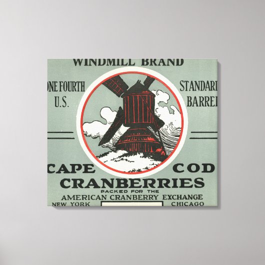 Cape Cod Windmill Marke Cranberry Label Leinwanddruck (Vorderseite)