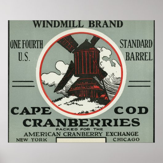 Cape Cod Windmill Marke Cranberry Label Poster (Vorne)