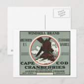 Cape Cod Windmill Marke Cranberry Label Postkarte (Vorne/Hinten)