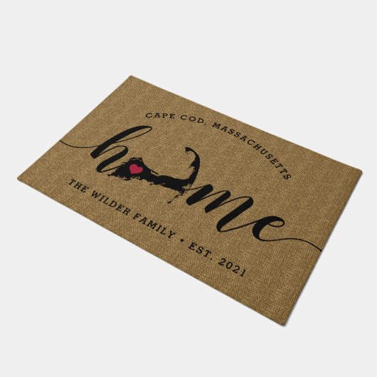 Cape Cod Zuhause Town Personalisiert Fußmatte (Schrägansicht)