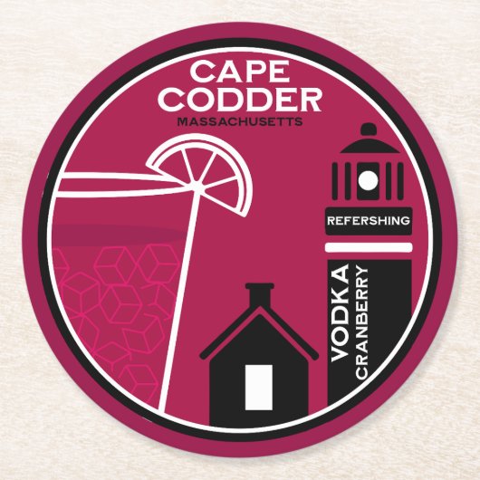 Cape Codder Cocktail Runder Pappuntersetzer (Vorderseite)