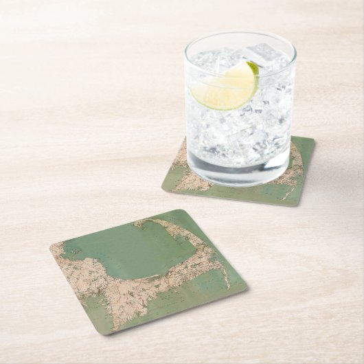 CAPE- CODkarten-GETRÄNK-UNTERSETZER Rechteckiger Pappuntersetzer (Vor Ort)