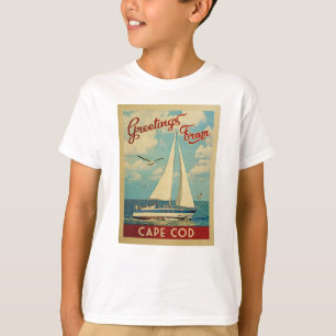 Cape- Codsegelboot-Vintage Reise Massachusetts T-Shirt