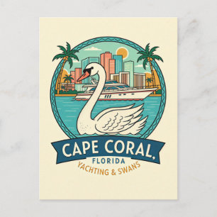 Cape Coral FL Retro-Reise-Yachten Schwäne Postkarte