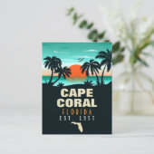 Cape Coral Florida Beach Retro Sunset Souvenirs Postkarte (Stehend Vorderseite)