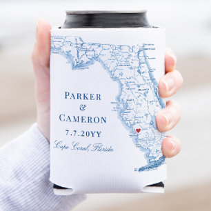 Cape Coral Florida Karte Elegante Wedding Gefallen Dosenkühler