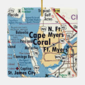 Cape Coral Florida Karte Keramikornament (Rückseite)