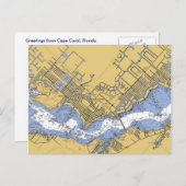 Cape Coral, Florida Nautical Harbour Chart Postcar Postkarte (Vorne/Hinten)