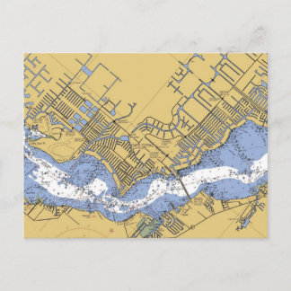 Cape Coral, Florida Nautical Harbour Chart Postcar Postkarte