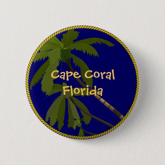 Cape Coral Florida Palme Button/Laptop Button (Vorderseite)