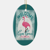 Cape Coral Florida Pink Flamingo Retro Keramik Ornament (Rechts)