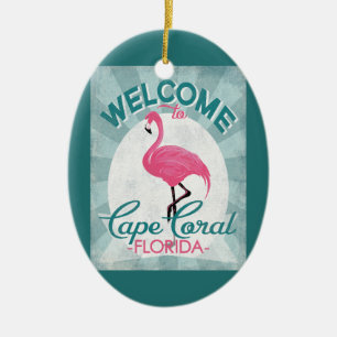 Cape Coral Florida Pink Flamingo Retro Keramik Ornament