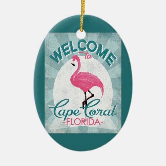 Cape Coral Florida Pink Flamingo Retro Keramik Ornament (Vorne)