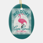 Cape Coral Florida Pink Flamingo Retro Keramik Ornament (Hinten)