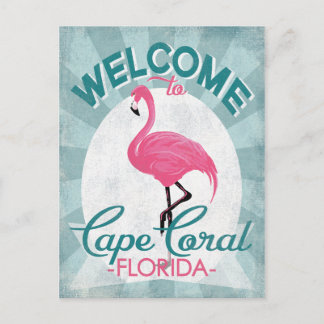 Cape Coral Florida Pink Flamingo Retro Postkarte