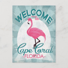 Cape Coral Florida Pink Flamingo Retro Postkarte