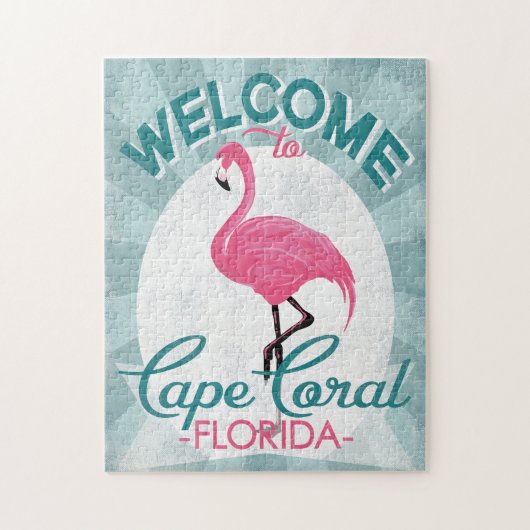 Cape Coral Florida Pink Flamingo Retro Puzzle (Vertikal)