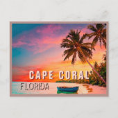 Cape Coral Florida Tropical Palm Tree Sunset 1950s Postkarte (Vorderseite)