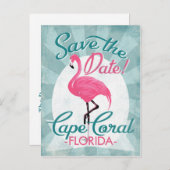 Cape Coral Save the Date Pink Flamingo Ankündigungspostkarte (Vorne/Hinten)
