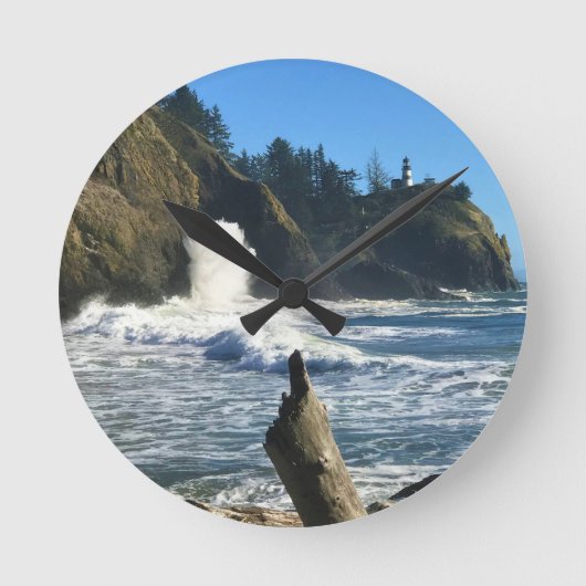 Cape Disappointment Lighthouse, Washington Runde Wanduhr (Vorderseite)