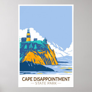 Cape Disappointment State Park Washington Vintage Poster