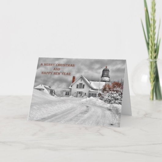 Cape Elizabeth Light Christmas Card Feiertagskarte (Vorderseite)