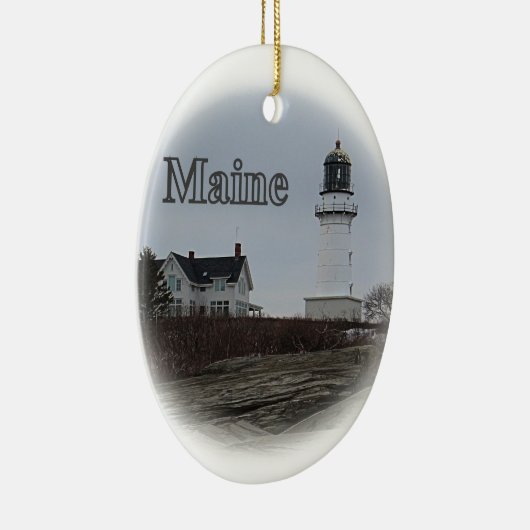Cape Elizabeth Lighthouse Keramik Ornament (Rechts)