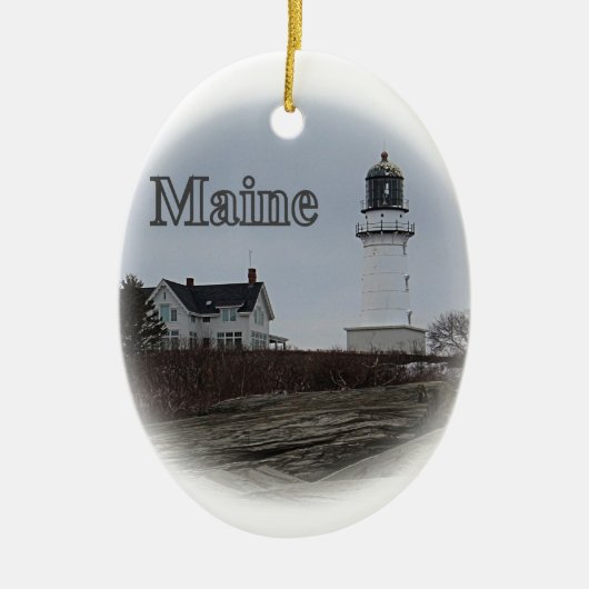 Cape Elizabeth Lighthouse Keramik Ornament (Vorne)