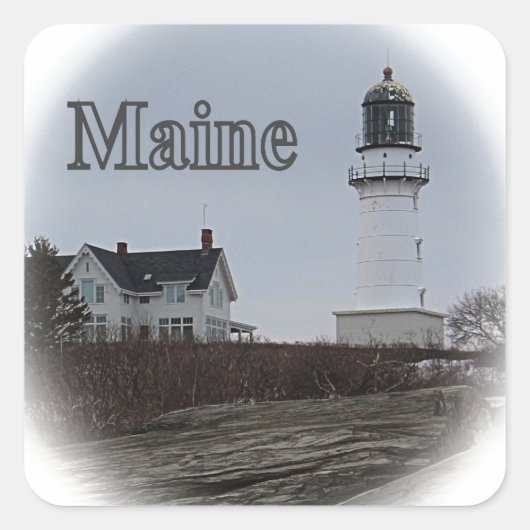 Cape Elizabeth Lighthouse Quadratischer Aufkleber (Vorderseite)