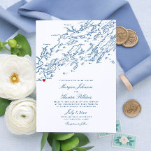 Cape Elizabeth Maine Elegant Navy Map Wedding