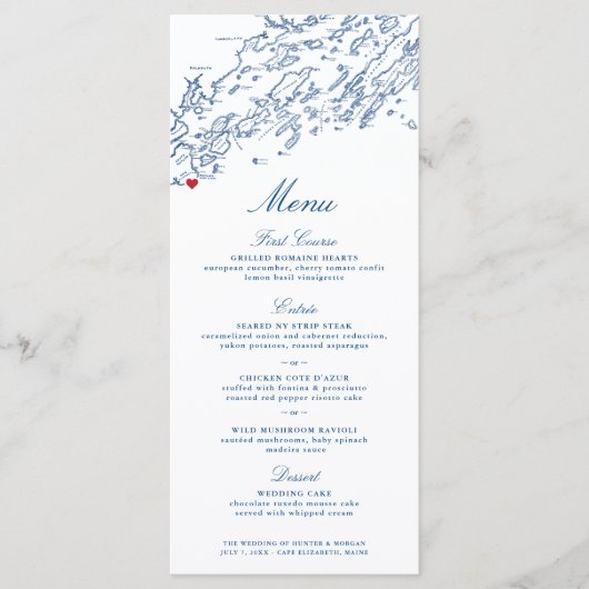 Cape Elizabeth Maine Karte Elegant Navy Blue Weddi (Vorderseite)