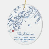 Cape Elizabeth Maine Map Hochzeitliches Foto Weihn Keramik Ornament (Links)