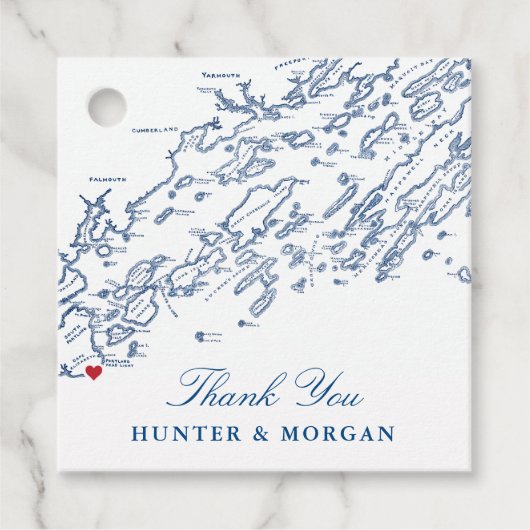 Cape Elizabeth Maine Map Navy Blue Wedding Geschenkanhänger (Vorderseite)