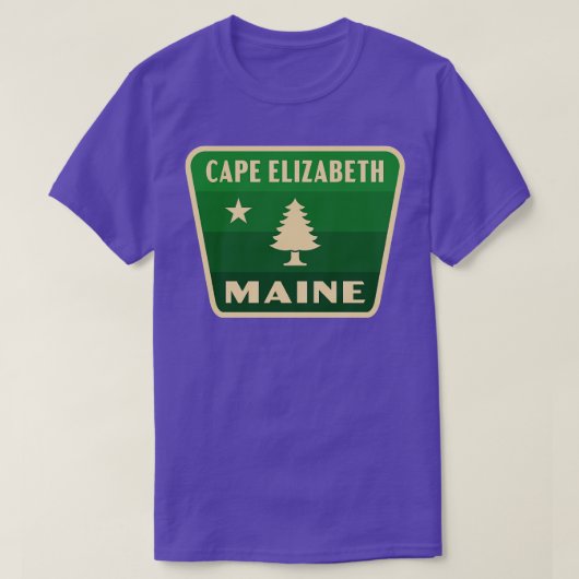 Cape Elizabeth Maine Retro Pine Abzeichen Green T-Shirt (Design vorne)