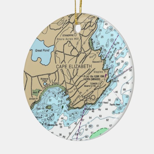 Cape Elizabeth ME Chart Keramik Ornament (Links)