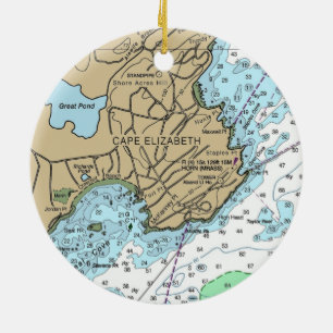 Cape Elizabeth ME Chart Keramik Ornament