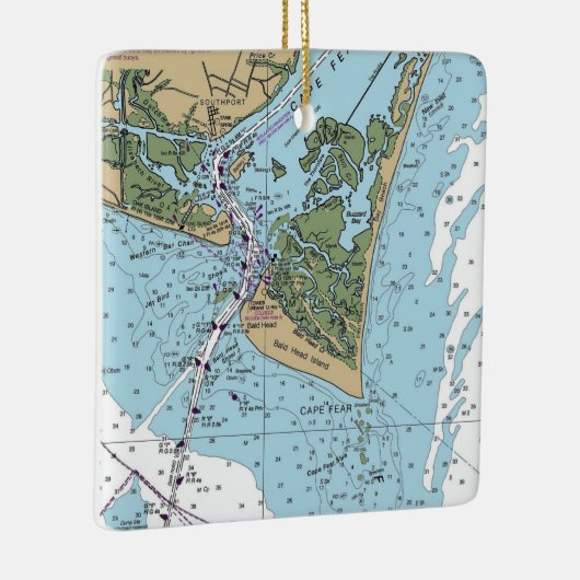 Cape Fear NC Chart Keramikornament (Rechts)