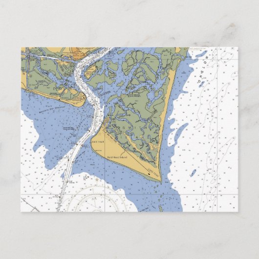 Cape Fear, NC Nautical Chart Postcard Postkarte (Vorderseite)