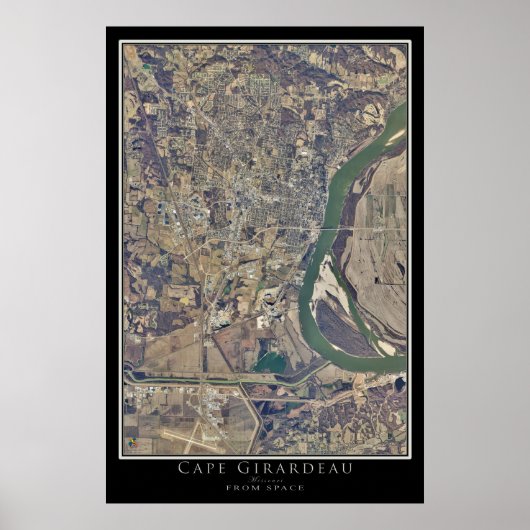 Cape Girardeau Missouri Satellite Karte Poster (Vorne)